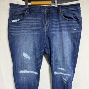 Lucky Brand Reese Boyfriend Jeans Womens Plus 22W Blue Denim Dark Wash Cropped